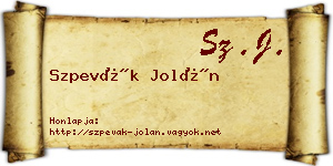 Szpevák Jolán névjegykártya