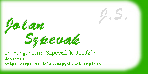 jolan szpevak business card